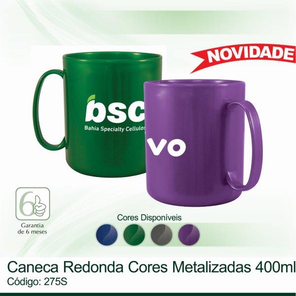 Caneca  Redonda Cores Metalizadas - 400ml 