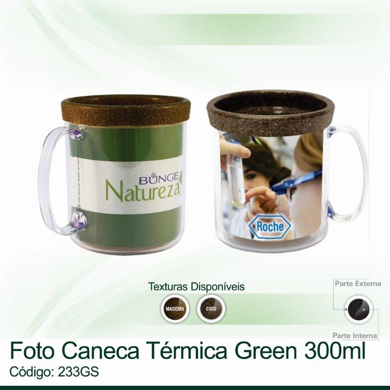 Caneca Térmica Cristal GREEN dupla parede 