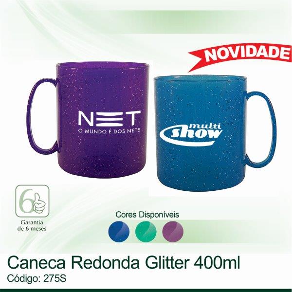 Caneca  Redonda GLITTER - 400ml 