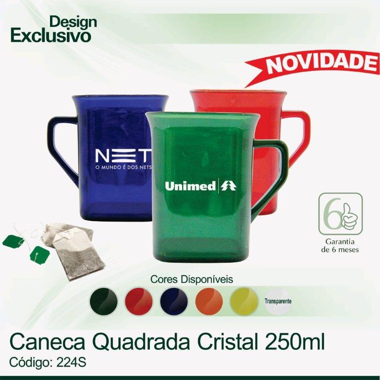 Caneca Quadrada Cristal 250ml 