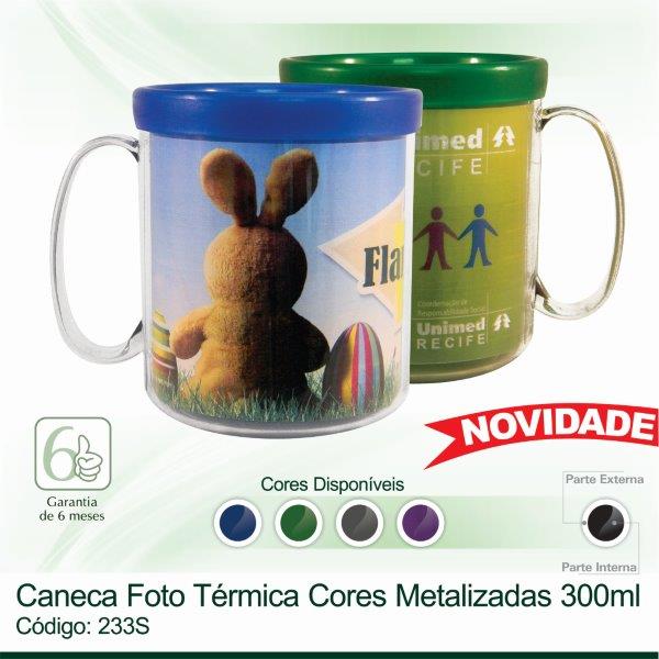 Caneca Foto Térmica Cores Metalizada  300ml