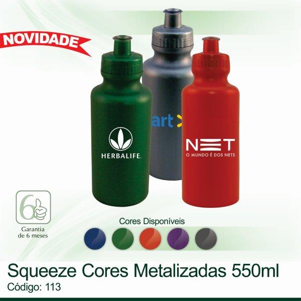 Squeeze plástico cores Metalizadas 550ml 