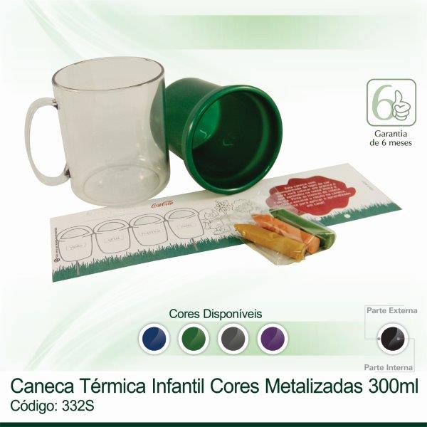 Caneca Térmica Infantil Cores Metalizadas  300ml